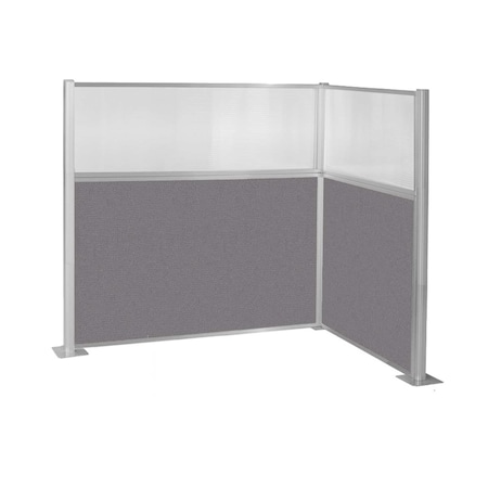 Versare Pre-Configured Hush Panel Cubicle (L Shape) 6' x 4' w/ Window Slate Fabric 1859330